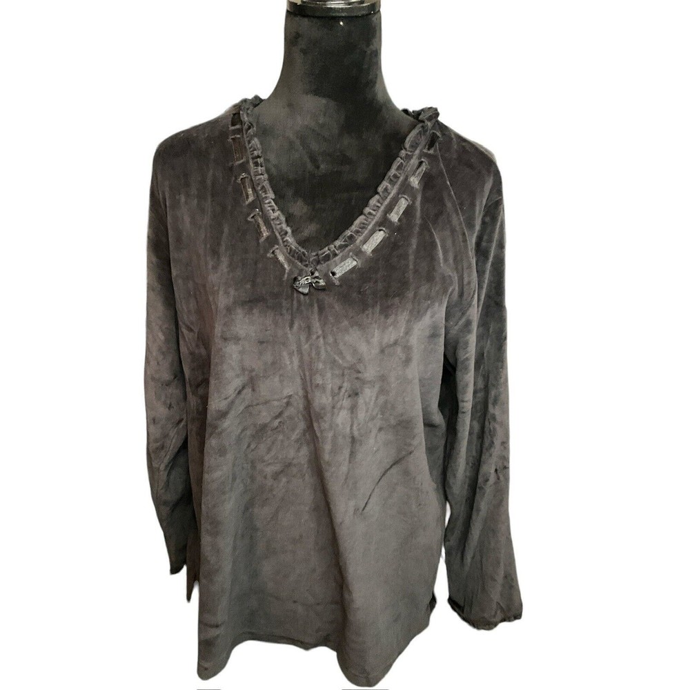 Stan Herman Black Velvet Top/Pant  Lounge  Set PJs Size‎ Large